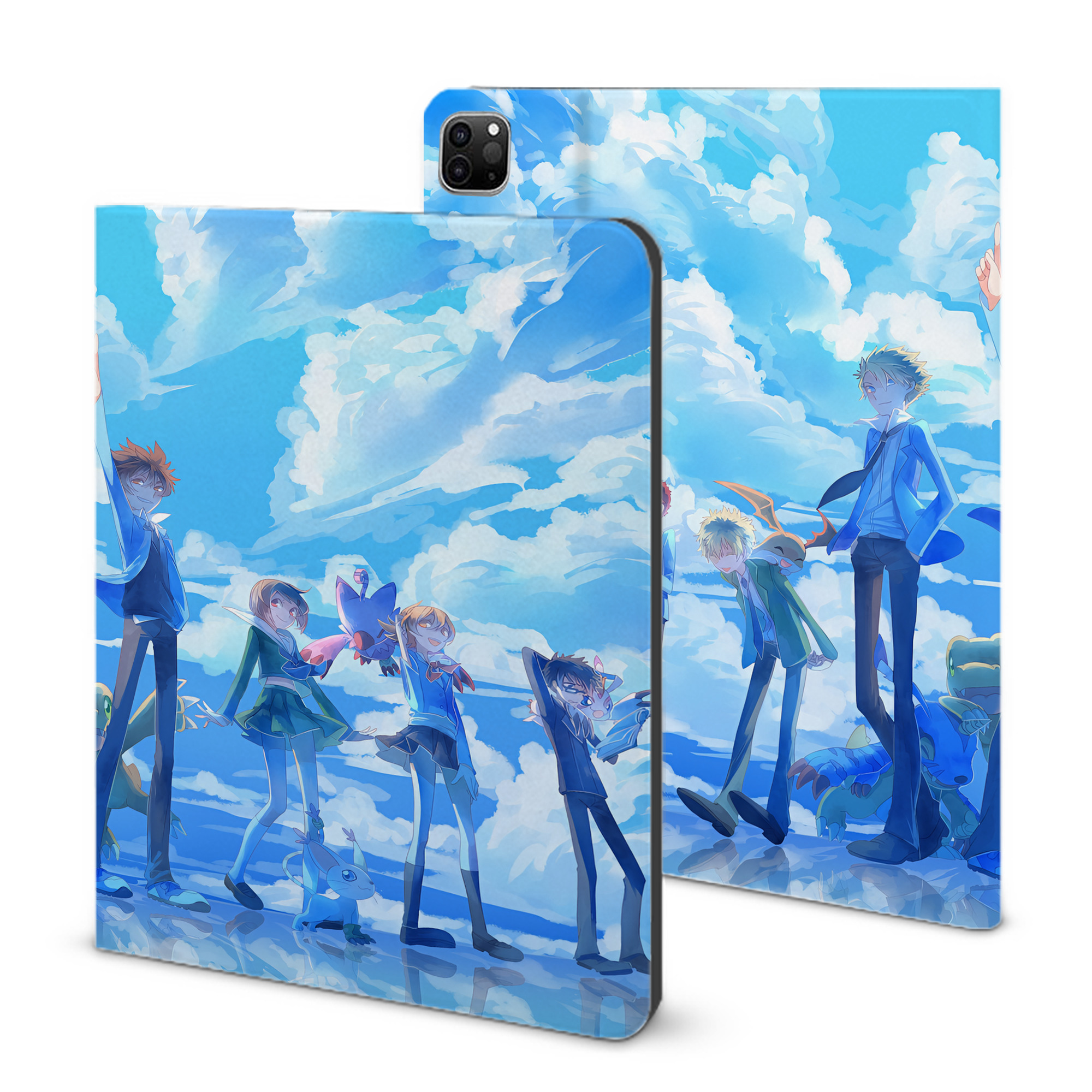 （画像用） Digimon デジタルモンスター/デジモン IPad ケース ブック型 PUレザー TPU 耐衝撃 軽量 薄型 ペン収納なし 全面保護 IPad 各モデル対応
